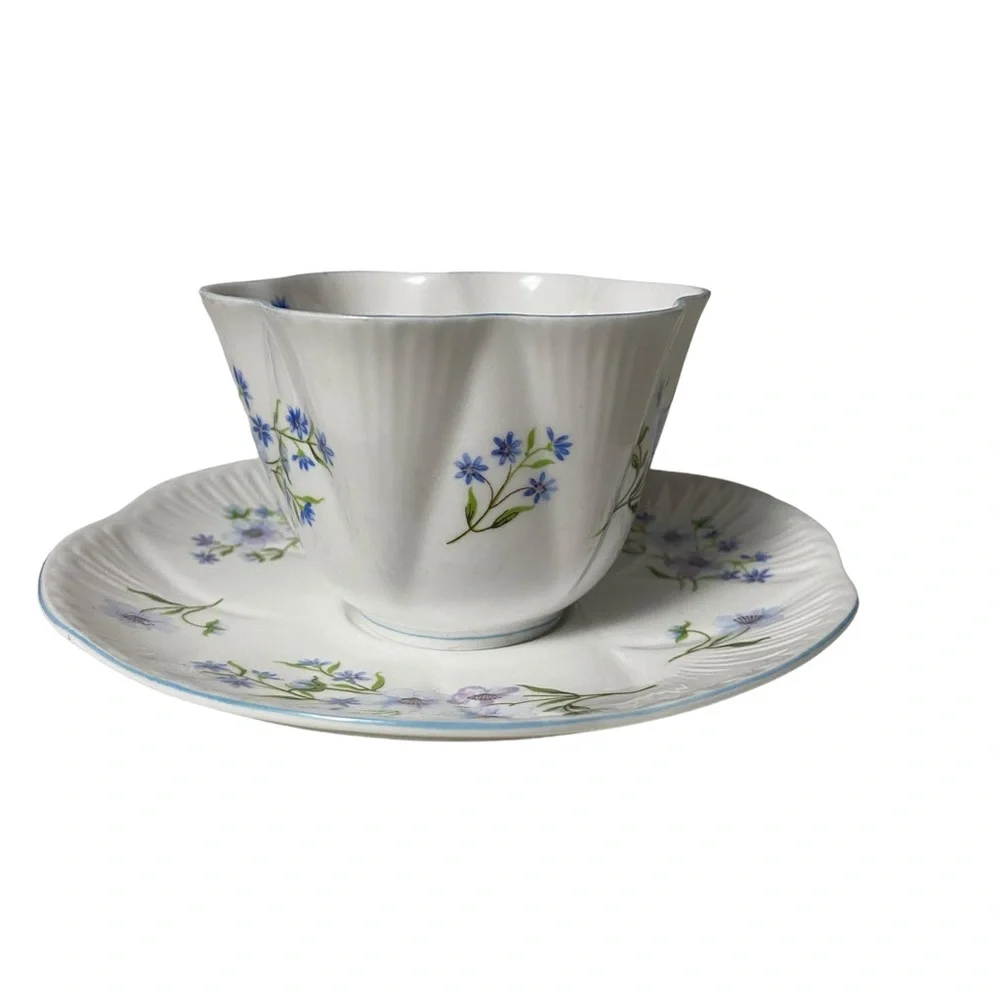 Blue Rock Shelley Dainty Teacup and Saucer Bone China 13591